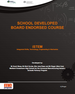 Cover of document titled School developed board endorsed course