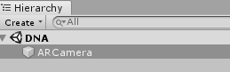 A screenshot showing that AR Camera has been added to a project titled DNA