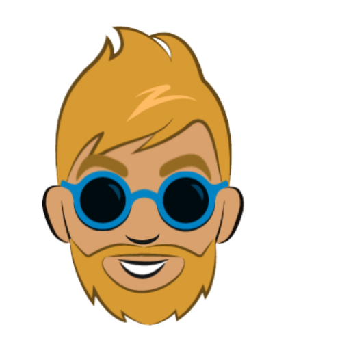 Blonde-haired man with beard and blue sunglasses