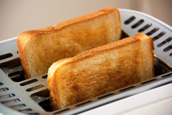 Image of toast in a toaster