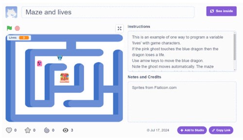 Project page: Scratch maze game