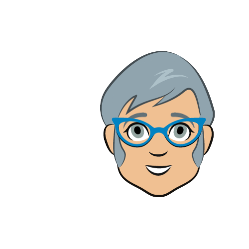 Grey-haired female with blue glasses