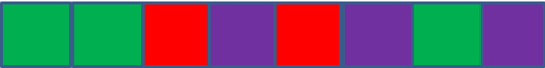 eight coloured squares alternating green, green, red, purple, red, purple, green, purple
