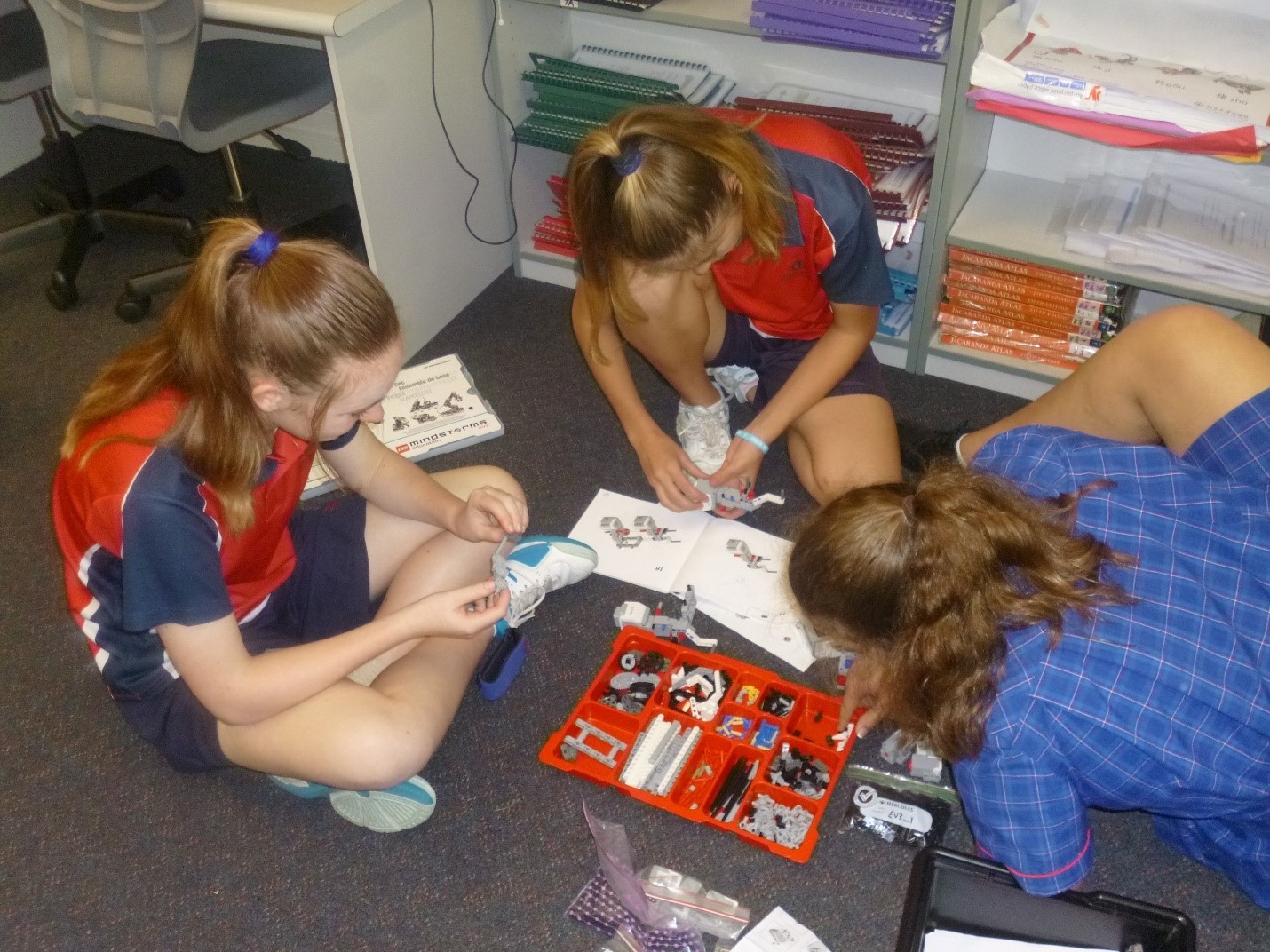 Students building their first EV3 robot