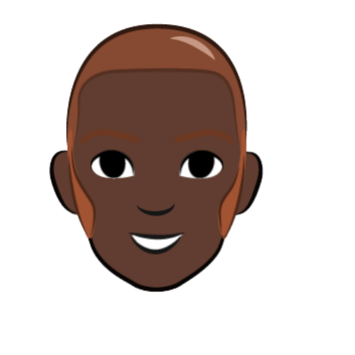 Brown-haired man with no glasses and dark skin