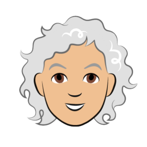 Grey-haired woman with no glasses