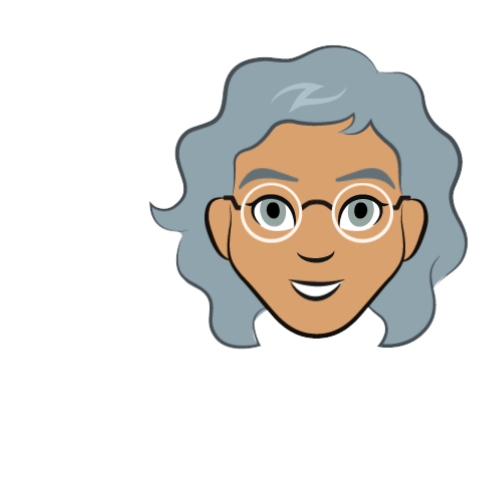 Grey-haired female with white glasses