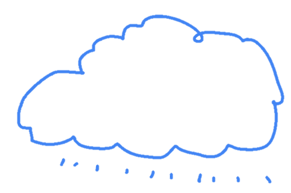 Personal line drawing of a cloud and rain drops