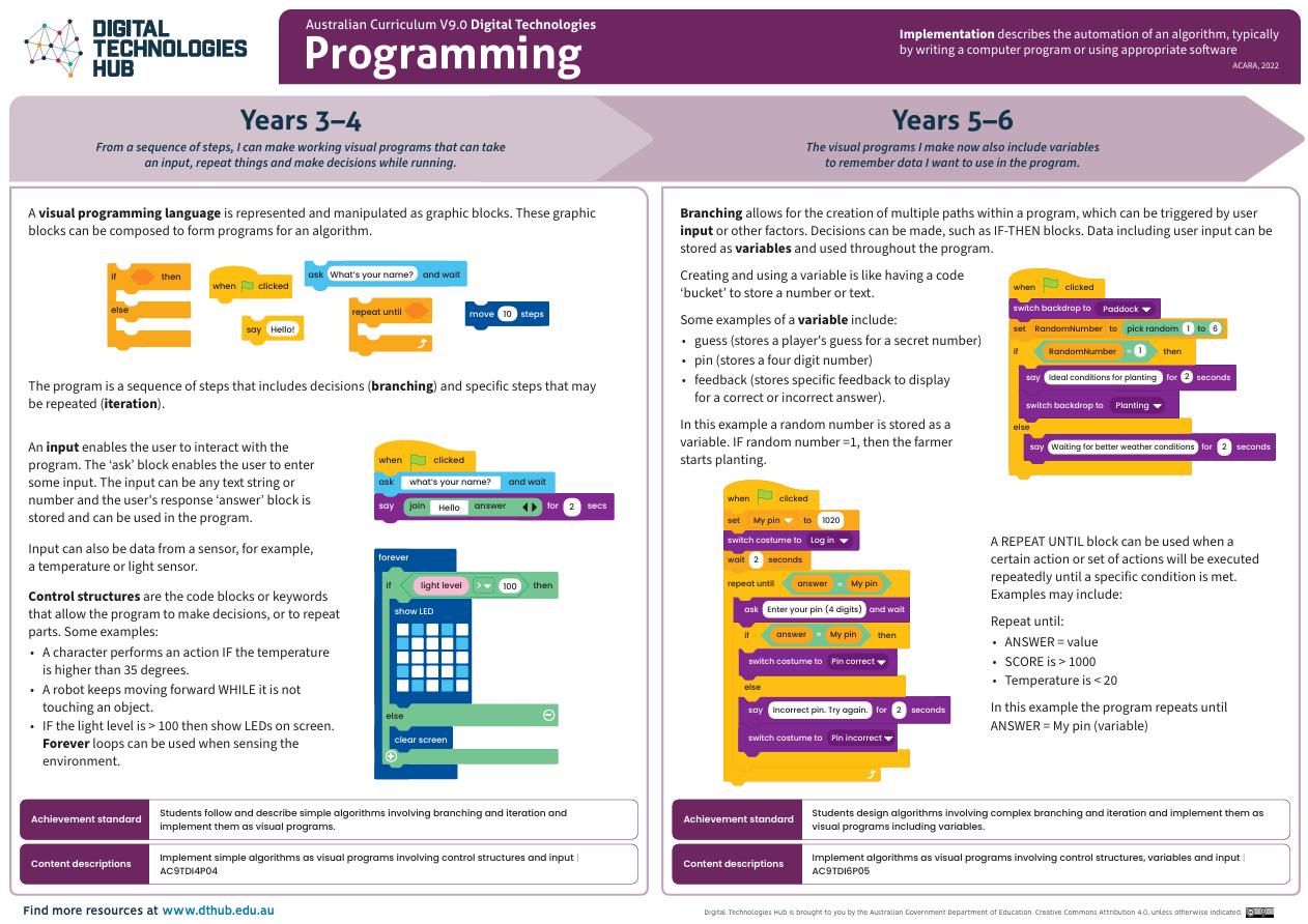 Programming Infographic Years 3 6