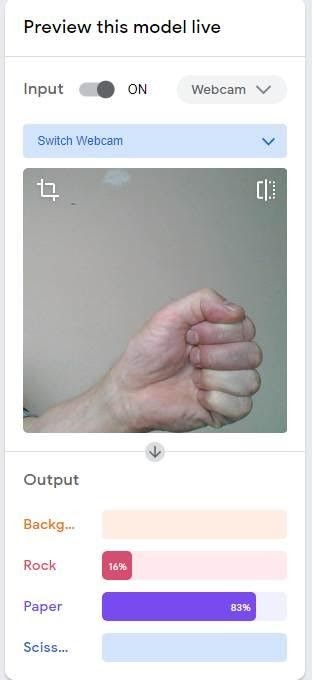 A hand incorrectly modelling the rock symbol