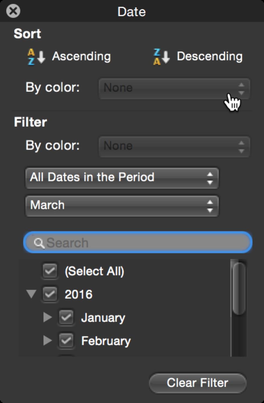 Image is of the date parameters. This box displays the various ways the data might be displayed.